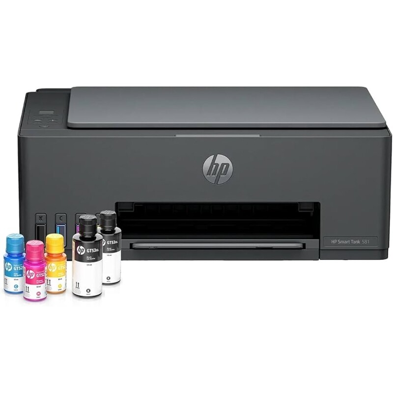 Impressora Multifuncional HP Smart Tank 581 Tanque de Tinta Colorida Wi-Fi com autorreparo USB - Impressora Copiadora e