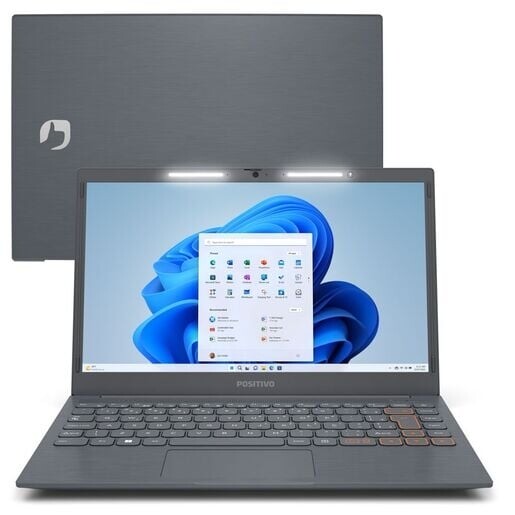 Notebook Positivo Vision C 14 128GB 4GB RAM eMMC Lumina BAR Intel Celeron Dual Core Tela 14 HD Windows 11 Cinza