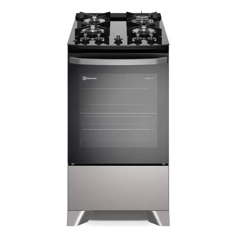 Fogão 4 bocas Electrolux Prata Efficient com Mesa de Vidro Tripla Chama e VaporBake (FE4GS) - Bivolt