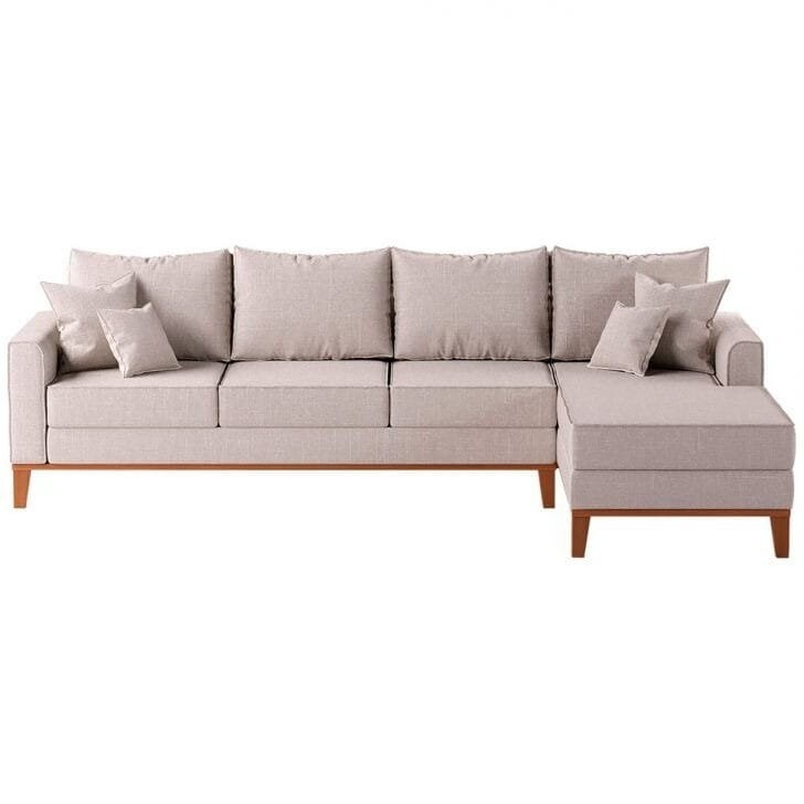 Sofá 4 Lugares Beny com Chaise Lado Direito Linho Cru