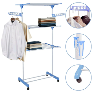 Varal de Chão Roupas Grande Vertical 3 Andares Dobrável Secar Roupas - Kontuz home
