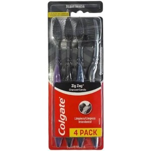 Escova Dental Colgate ZigZag Carvão 4 unid