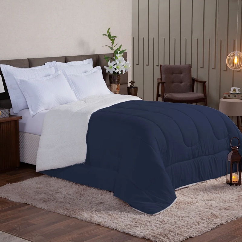 Cobertor Sherpa Casal Queen Premium 400 Fios Dupla Face