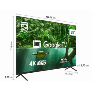 Smart TV LED 55" Ultra HD 4K Philips 55PUG7408/78 com Google TV Comando de Voz Wi-Fi USB e Bluetooth
