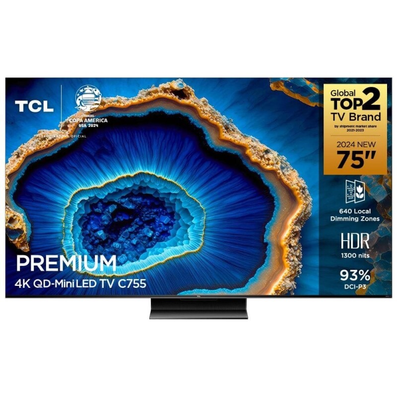 Smart TV 75" QLED 4K TCL Mini LED 75C755 com Processador AIPQ Google TV HDR10+ Wi-Fi