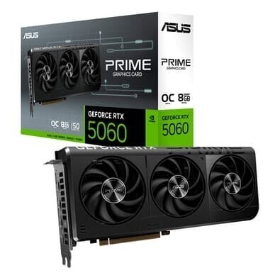 Placa de Vídeo ASUS PRIME RTX 5060 O8G NVIDIA GeForce 8GB GDDR7 2595MHz 128 bits DLSS 4 Triple Fan Ray Tracing -  PRIME-RTX5060-O8G