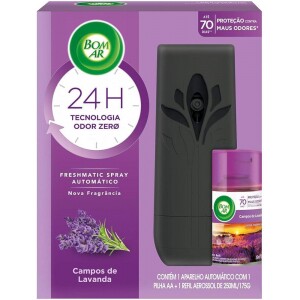 Air Wick Aromatizador De Ambiente Bom Ar Automático Aerossol Freshmatic Campos De Lavanda Aparelho + Refil 250Ml- Embalagem Variável