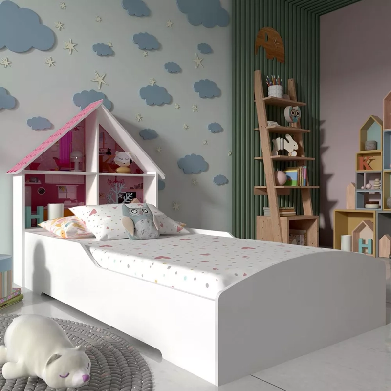 Cama Infantil Casinha Gelius Móveis Branco Acetinado Ehwt