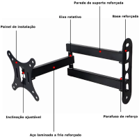 Suporte Tv Tri Articulado 14 A 26 Pol