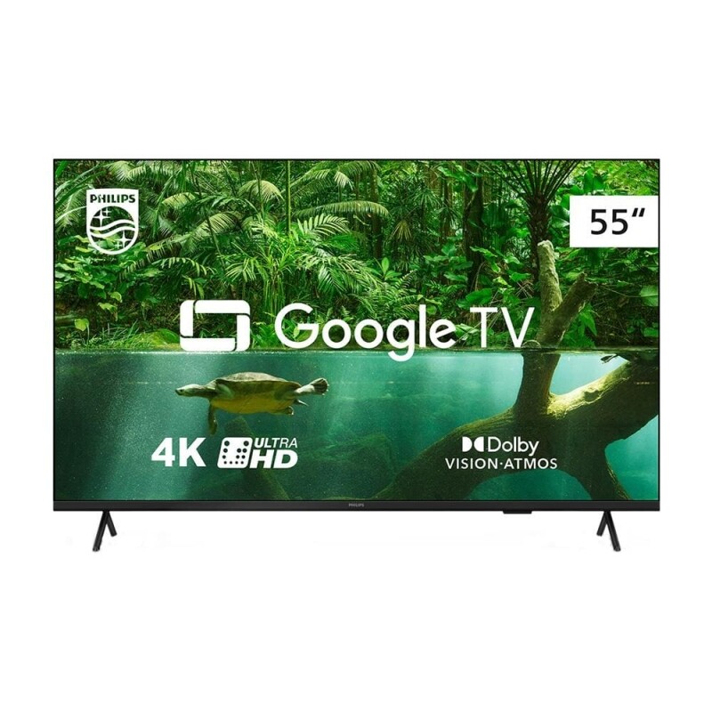 Smart TV LED 55" Ultra HD 4K Philips 55PUG7408/78 com Google TV Comando de Voz Wi-Fi USB Dolby Vision/Atmos VRR/ALLM e B