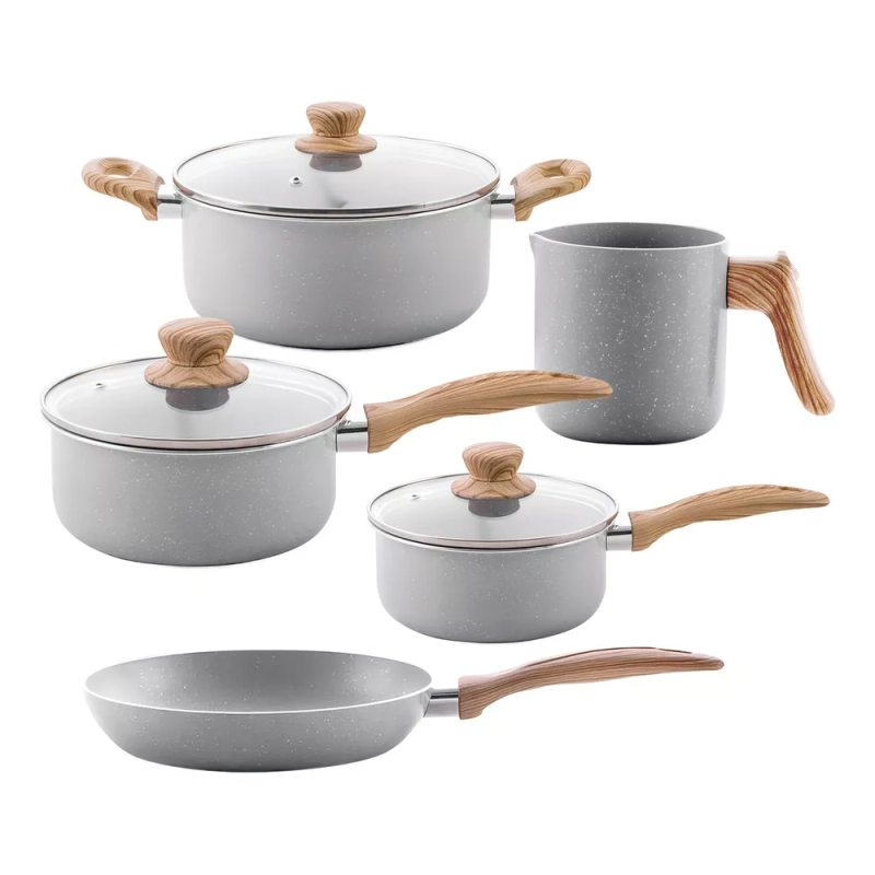 Conjunto De 5 Panelas Gris Brinox Ceramic Life Easy Cinza