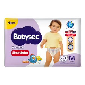 Pacote De Fraldas Shortinho Hiper Tam M 60 Unidades Babysec Médio (m) Sem Gênero