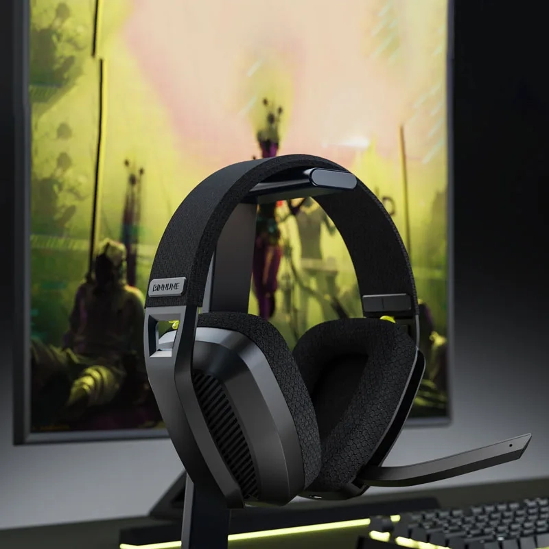 BINNUNE Fone de ouvido para jogos sem fio de 2,4 GHz com microfone para PS5 PS4 PC Mac Playstation B