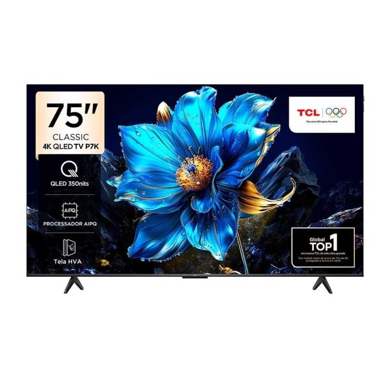 Smart TV 75 TCL QLED 4K Ultra HD 75P7K com Sistema Operacional Google TV HDR10+ HDMI 2.1 Chromecast built-in Dolby Vi
