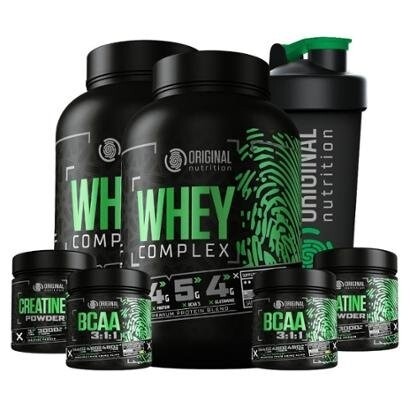 Kit 2X Whey Complex + 2X Bcaa + 2X Creatina + Shaker
