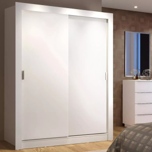 Guarda Roupa Solteiro Denver Madesa 2 Portas Correr Branco 109409