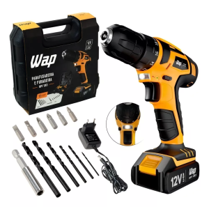 Parafusadeira e Furadeira WAP Li-Ion 12V BPF 12K3 Carregador Bivolt com Maleta e Kit de 13 Acessórios