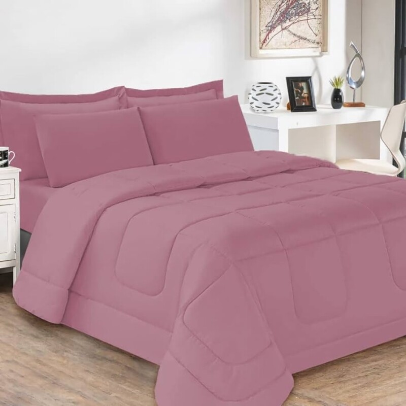 Kit Edredom Jogo de Cama 5 Peças Casal Queen Dupla Face Toque Macio