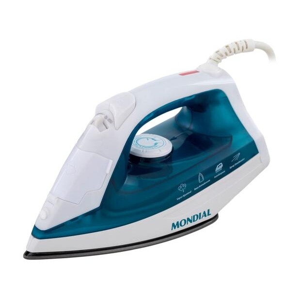 Ferro de Passar Roupa a Vapor e a Seco Mondial F-32 Azul e Branco