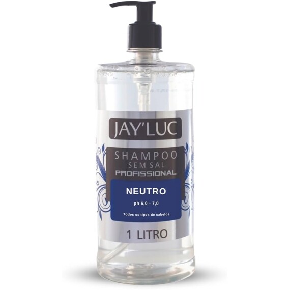 Shampoo Profissional Neutro Sem Sal Jay Luc 1L Jay'Luc Cosméticos Xampu De Cabelo Profissional Neutro Sem Sal Incolor T
