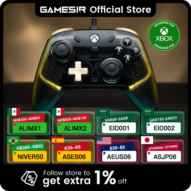 GameSir Kaleid Flux Xbox Controller Gamepad com fio para Xbox Series X Xbox Series S Xbox One console de