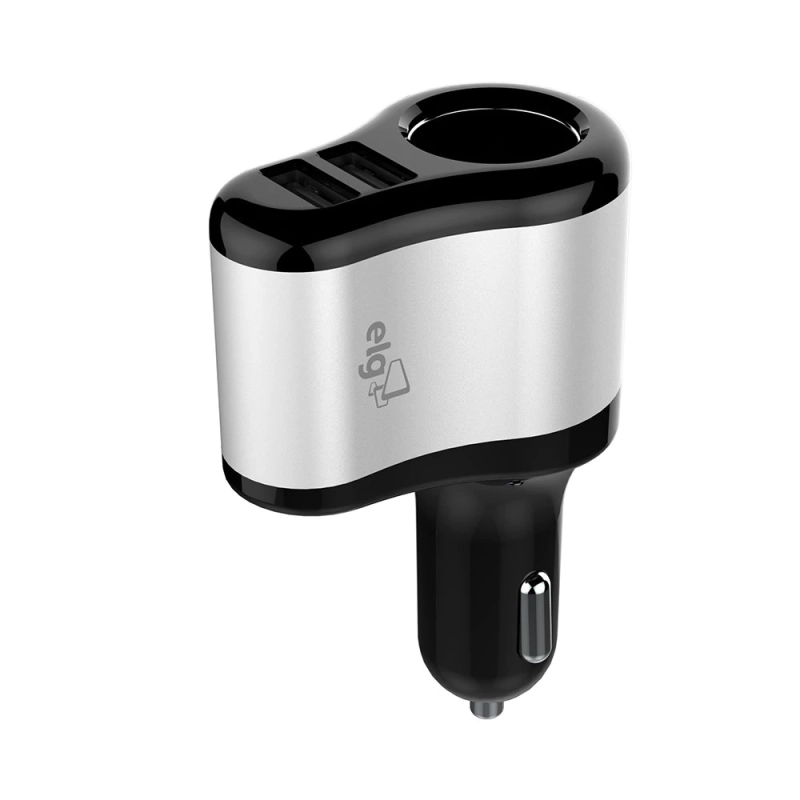 Carregador Veicular Universal ELG 2 Portas USB + 1 Porta 12V CC2S12V Antichamas Preto e Cinza