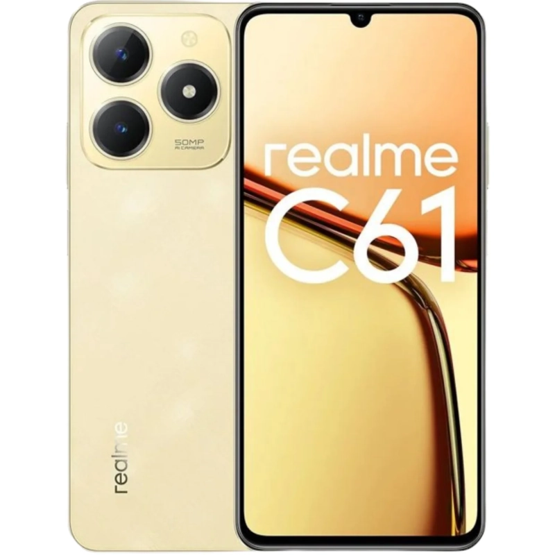 Smartphone Realme C61 256GB Expansível 8GB RAM Conectividade 4G Design Dourado