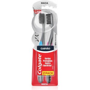 COLGATE Escova Dental Colgate 360º Preto Pacote Com 2 Unidades
