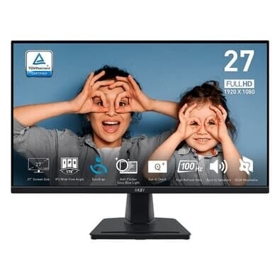 Monitor MSI PRO MP275 27" FHD Tela Flat IPS 100Hz 1ms HDMI e VGA Anti-reflexo Alto-falantes Embutidos Preto - 9S6-3PC3CM