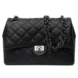 Bolsa Feminina Couro Legítimo Preto Vittal Barbara Design Matelassê