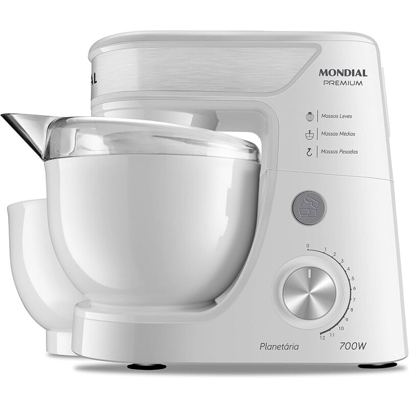 Batedeira Planetária Mondial Branco/Inox 700W 110V - BP-01P-W