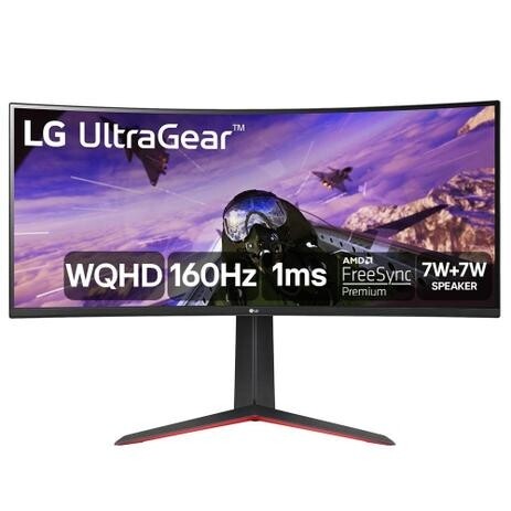 Monitor Gamer Curvo LG UltraGear LG 34" UltraWide 160Hz WQHD 1ms DisplayPort e HDMI AMD FreeSync Premium HDR10 9