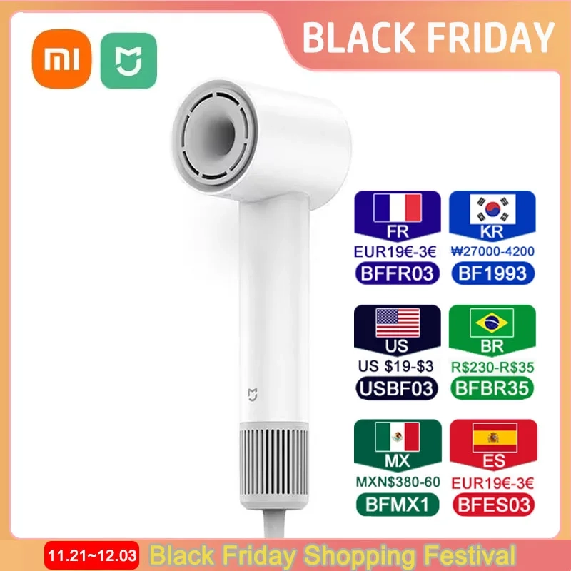 Xiaomi mijia h501 se secador de cabelo de alta velocidade 62 m/s velocidade do vento íon negativo cuidados com o cabelo