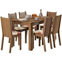 Conjunto Sala de Jantar Madesa Maris Mesa Tampo de Madeira com 6 Cadeiras
