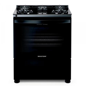 Fogão de Piso Brastemp 5 Bocas Turbo Chama Mesa Vidro Preto - BFS5VCEUNA