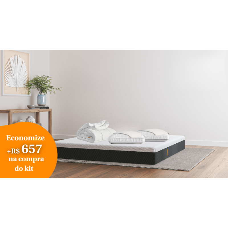 Kit Colchão Queen Emma Premium Hybrid II + Pillow Top + GRÁTIS 2 Travesseiros e 2 Protetores - Emma Colchões