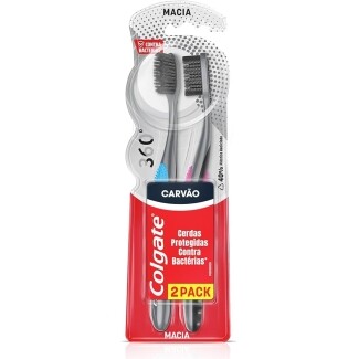 Pacote Escova Dental Colgate 360º Preto - 2 Unidades