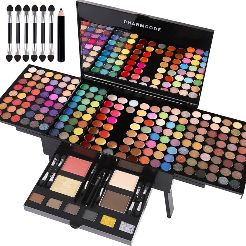 CHARMCODE Conjunto de paleta de maquiagem cosmética de 190 cores combinação com sombra blush facial pó para sobrance