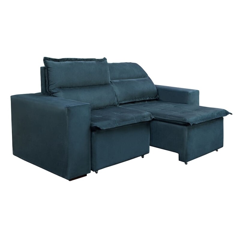 Sofá 3 Lugares Luizzi Montana com 204 cm de Largura Retrátil e Reclinável Revestido em Suede Veludo - Petróleo