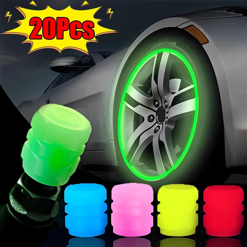 Tampas de Válvula Luminosa Fluorescente para Carro - 4 Peças