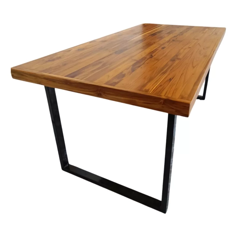 Mesa De Jantar Industrial Tampo Madeira Maciça 180x90x78cm