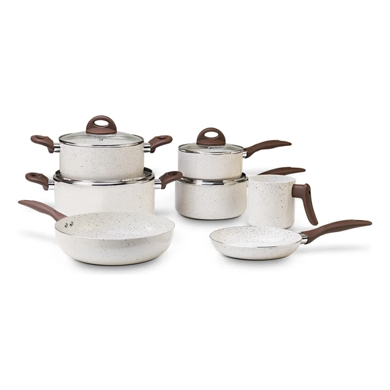 Jogo De Panelas Brinox Ceramic Life Vanilla - 7 Peças
