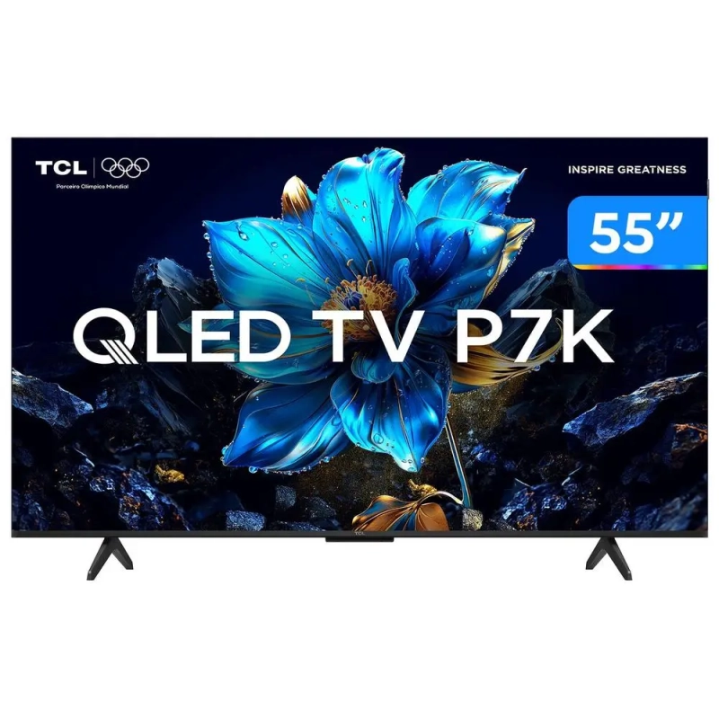 Smart TV 55" TCL 4K UHD QLED 55P7K Google TV AiPQ Google Assistente 3 HDMI 1 USB