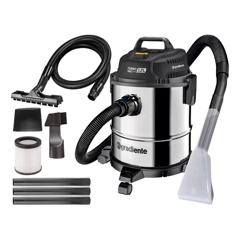 Aspirador De Pó E Água Gradiente Inox Multiuso Soprador Com Bico Extratora 12l 1200w 127v - PGAC120-B
