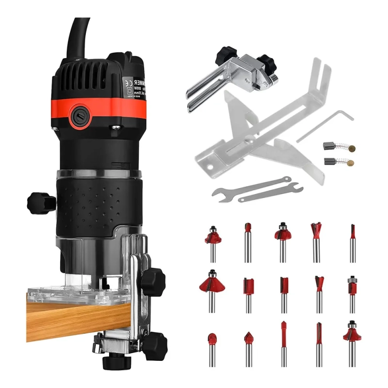 Kit Tupia Manual Laminadora 800w 6mm + Jogo De Fresas 15 Peças