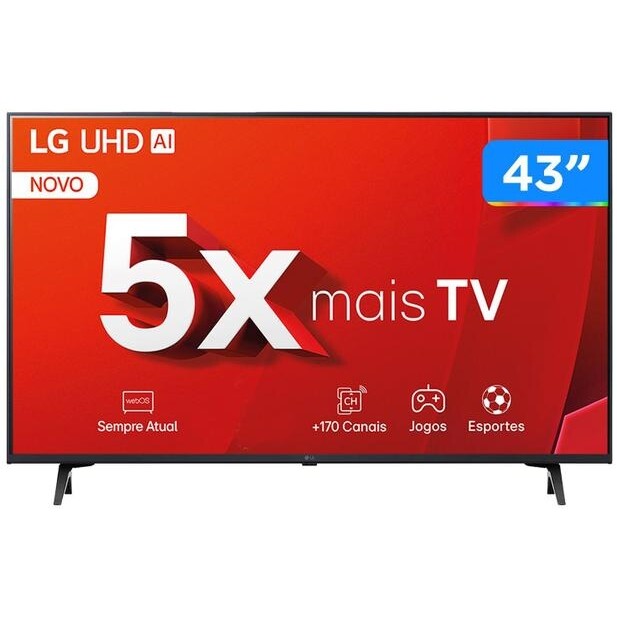Smart TV 4K 43" LG UHD Processador 5 Ger7 AI - 43UT8000