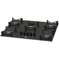 Cooktop Fit Line Fischer 5 Bocas Tc Trempe Iron Vidro Preto Bivolt 36325-102672