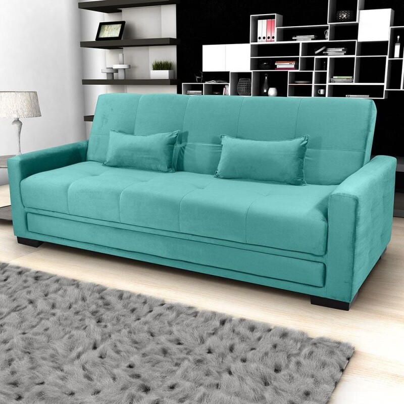 Sofá-Cama 3 Lugares Matrix Grazi Revestido em Tecido Veludo - 206cm de largura