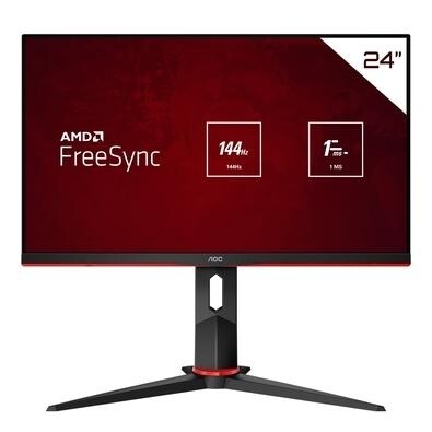 Monitor Gamer AOC Hero 23.8 Full HD Wide 144 Hz 1ms FreeSync HDMI e DisplayPort IPS Ajuste de Altura - 24G2/BK