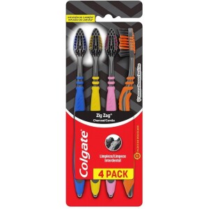 Escova Dental Colgate ZigZag Carvão 4 unid